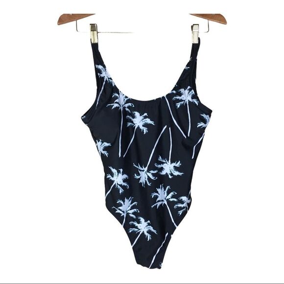 Aeropostale Black Palm Tree One Piece Swimsuit M - Picture 3 of 5
